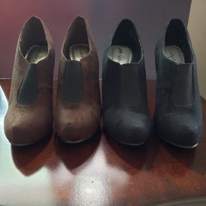 Rampage 2 PAIRS Faux Suede Slip-On Heels sz 8 1/2